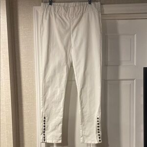 Soft Surroundings White Stretch Denim with Snap Detail